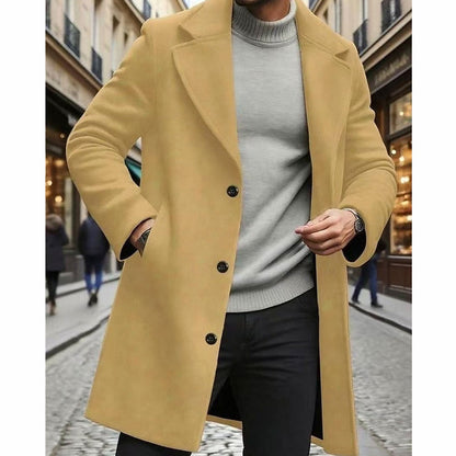 Notch Lapel Button Front Overcoat