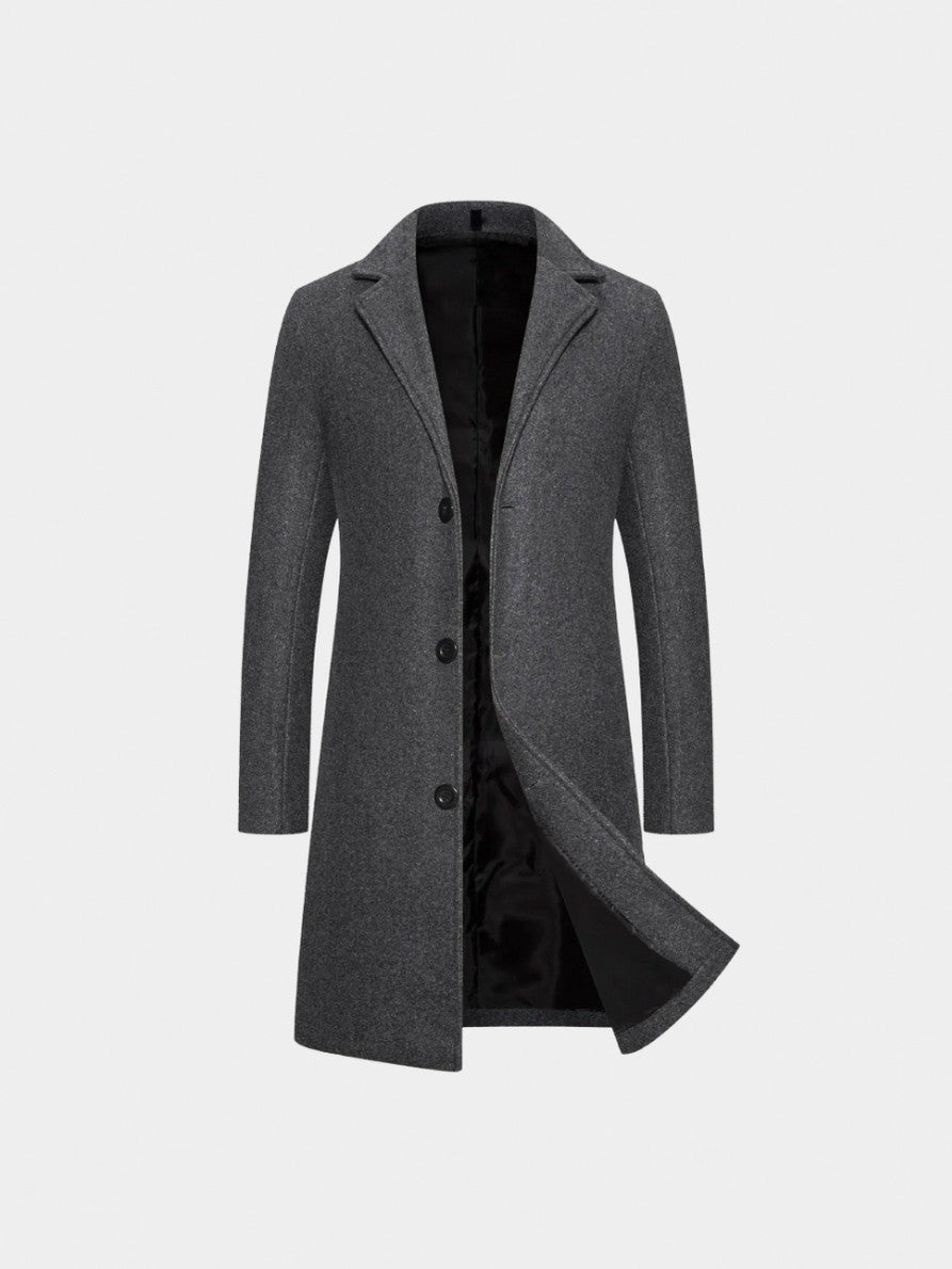 Longline Notch Lapel Overcoat