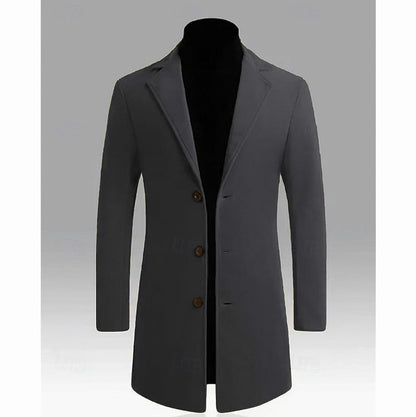 Notch Lapel Button Front Overcoat