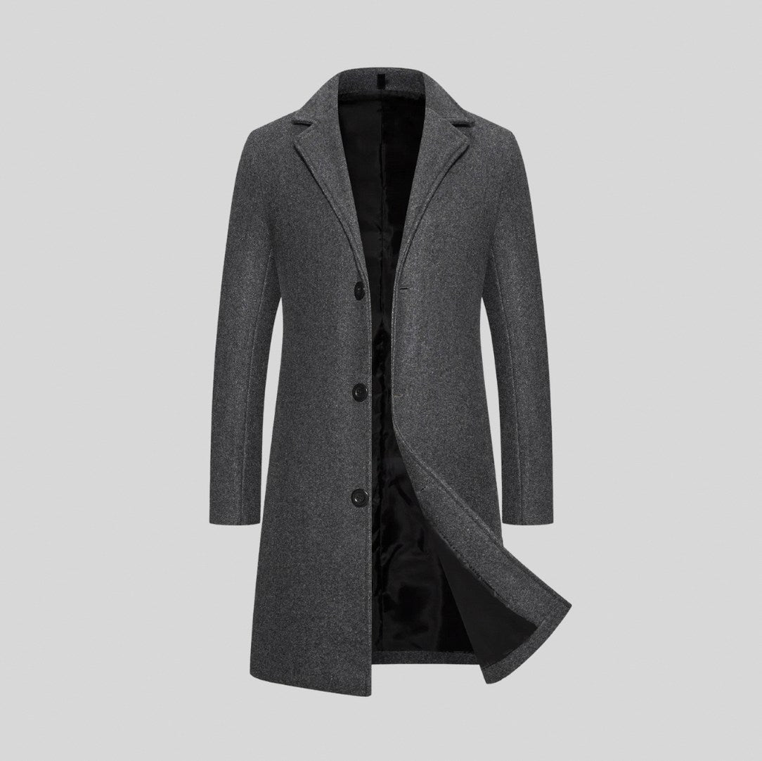 Longline Notch Lapel Overcoat