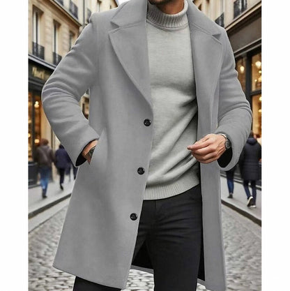 Notch Lapel Button Front Overcoat