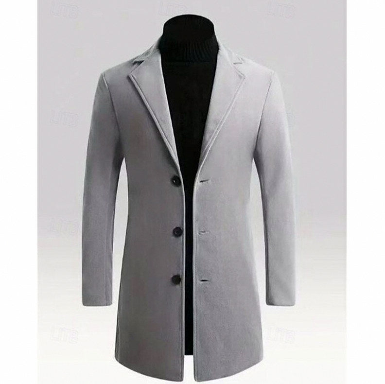 Notch Lapel Button Front Overcoat
