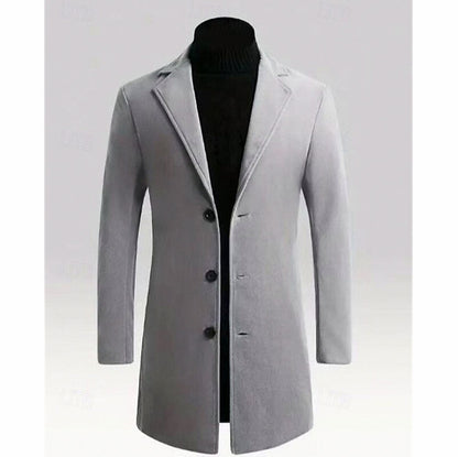 Notch Lapel Button Front Overcoat