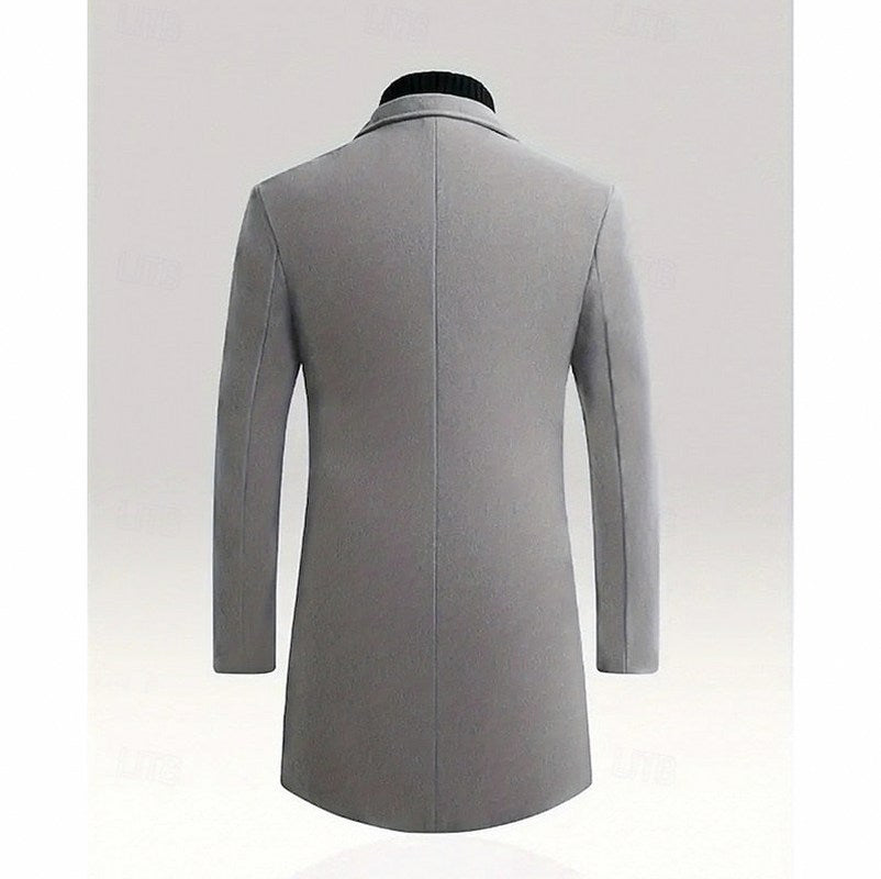 Notch Lapel Button Front Overcoat