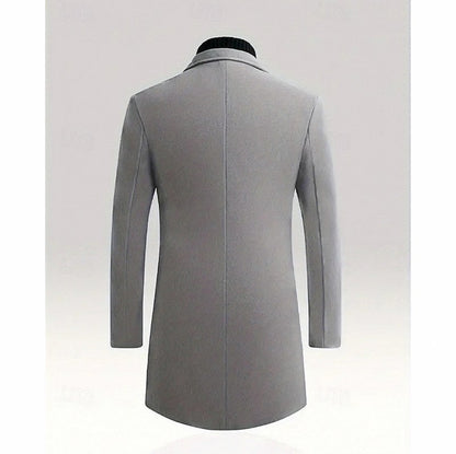 Notch Lapel Button Front Overcoat