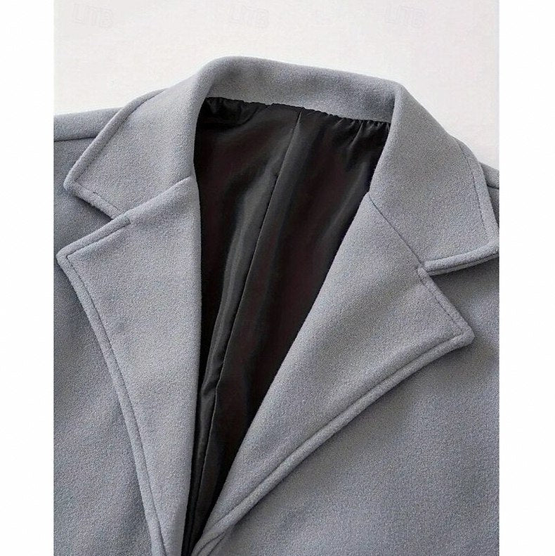 Notch Lapel Button Front Overcoat