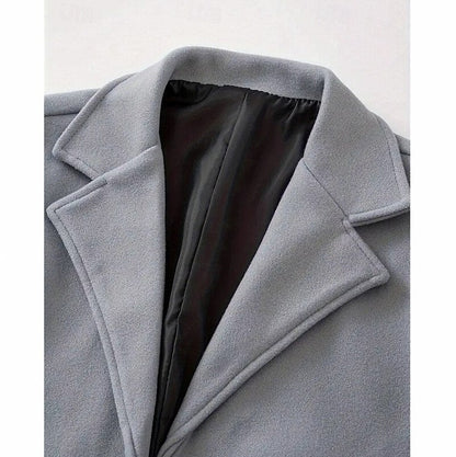 Notch Lapel Button Front Overcoat
