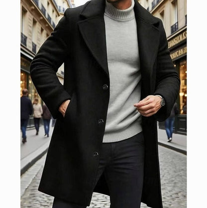 Notch Lapel Button Front Overcoat