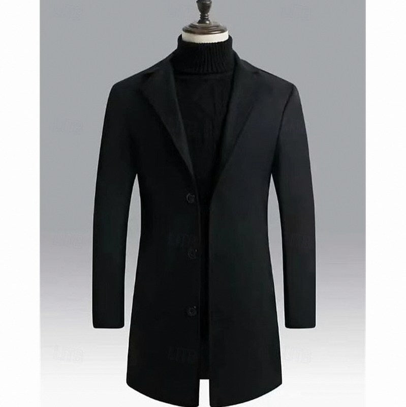 Notch Lapel Button Front Overcoat