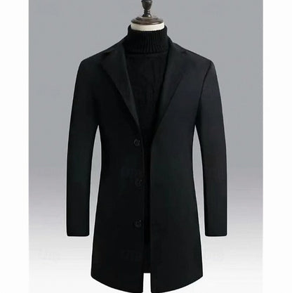 Notch Lapel Button Front Overcoat