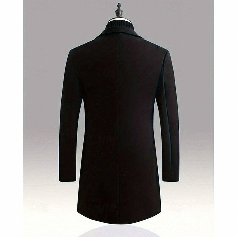 Notch Lapel Button Front Overcoat