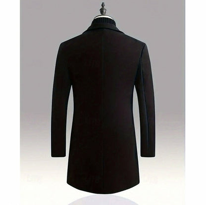 Notch Lapel Button Front Overcoat