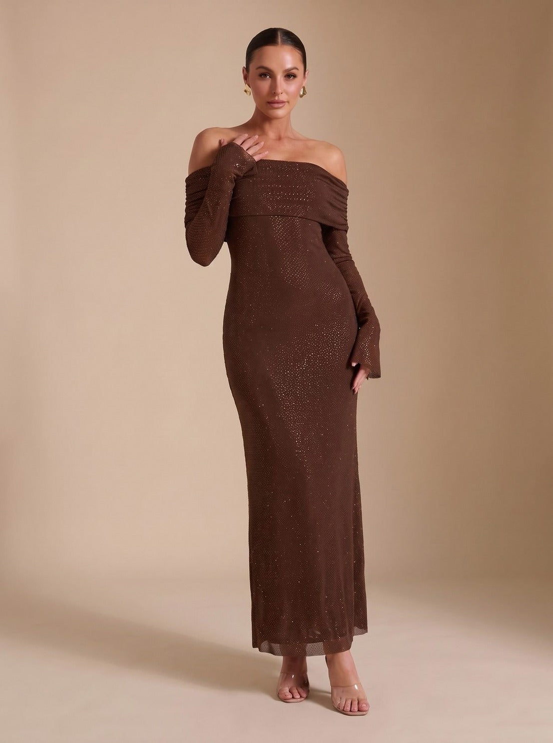 Long Sleeve Off Shoulder Maxi Dress