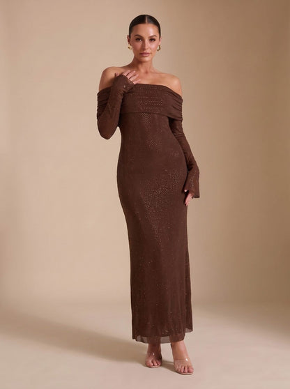 Long Sleeve Off Shoulder Maxi Dress