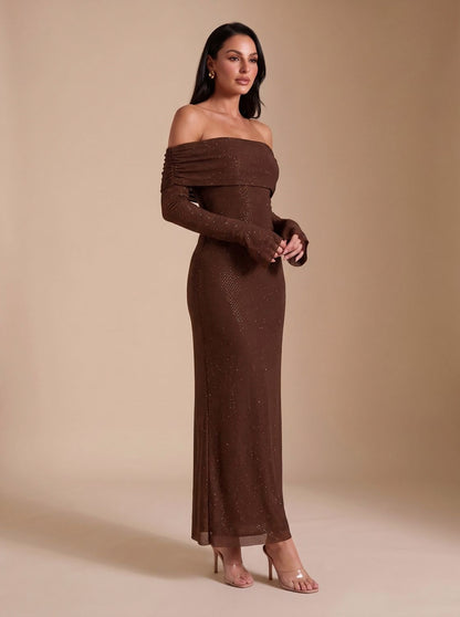 Long Sleeve Off Shoulder Maxi Dress
