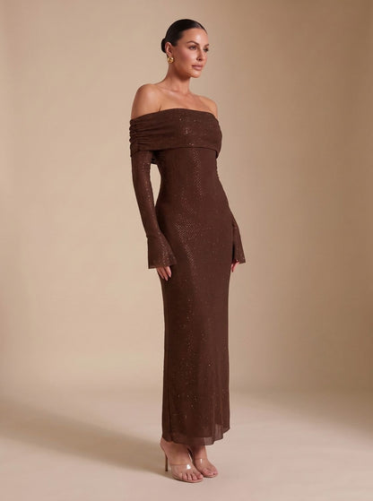 Long Sleeve Off Shoulder Maxi Dress