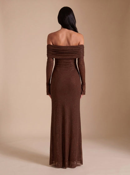 Long Sleeve Off Shoulder Maxi Dress