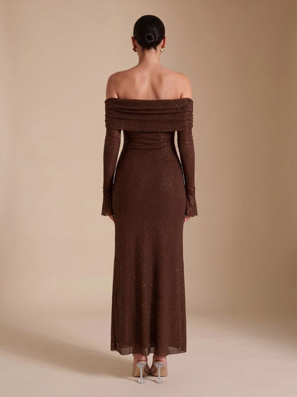 Long Sleeve Off Shoulder Maxi Dress