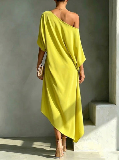 One Shoulder Asymmetric Midi Dress