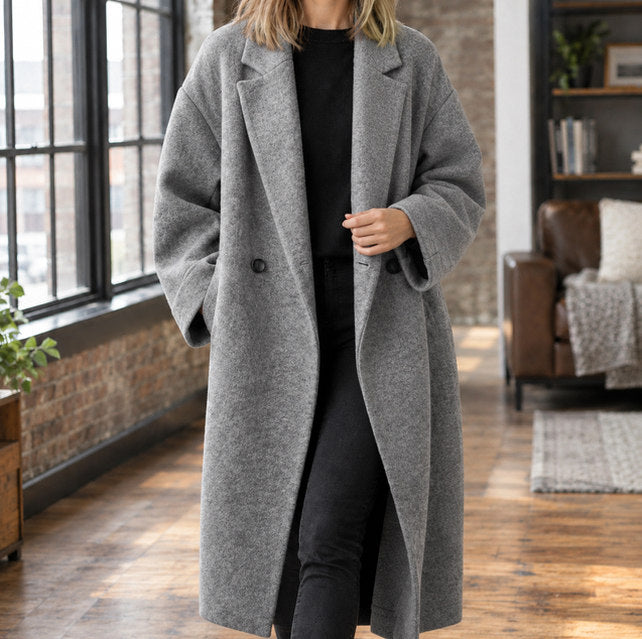 Oversized Double Breasted Long Coat