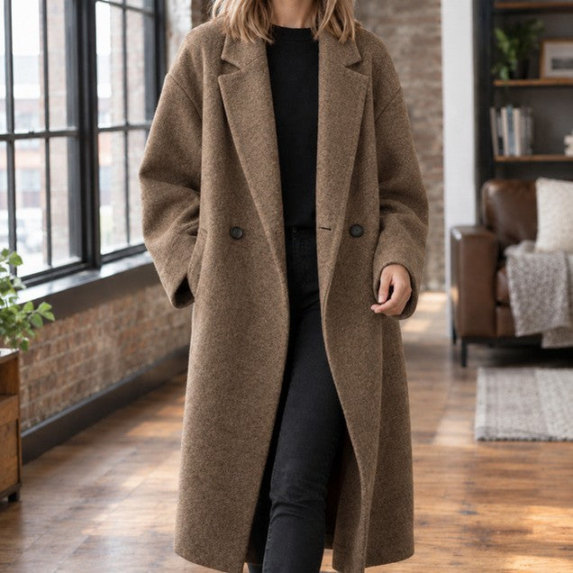 Oversized Double Breasted Long Coat