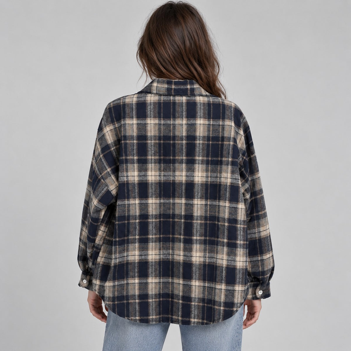 Plaid Long Sleeve Button Down Oversized Shacket
