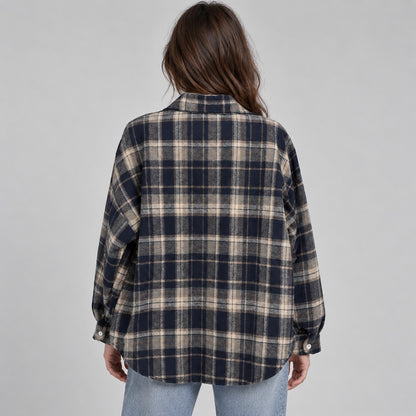 Plaid Long Sleeve Button Down Oversized Shacket
