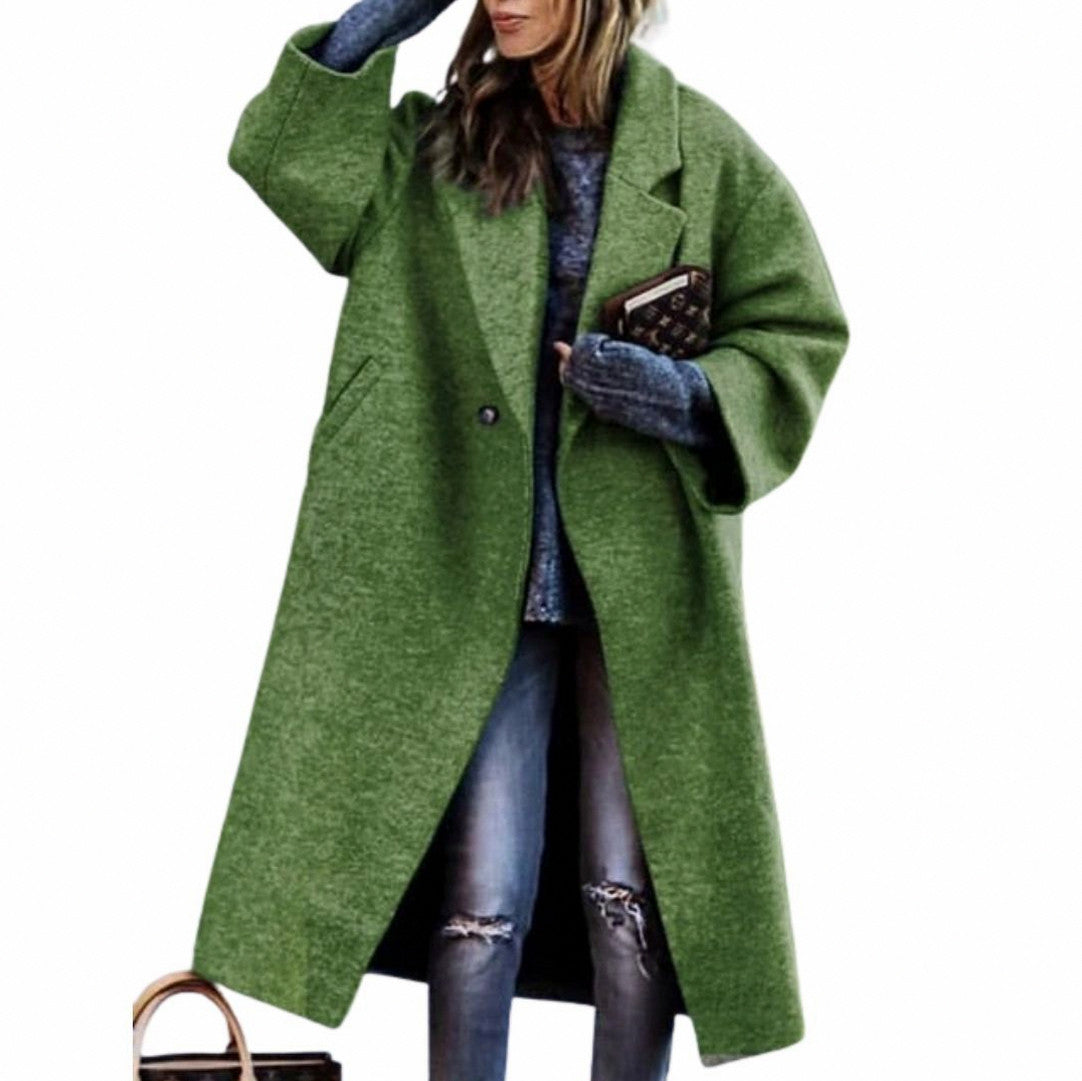 Plaid Notched Lapel Oversized Midi Coat