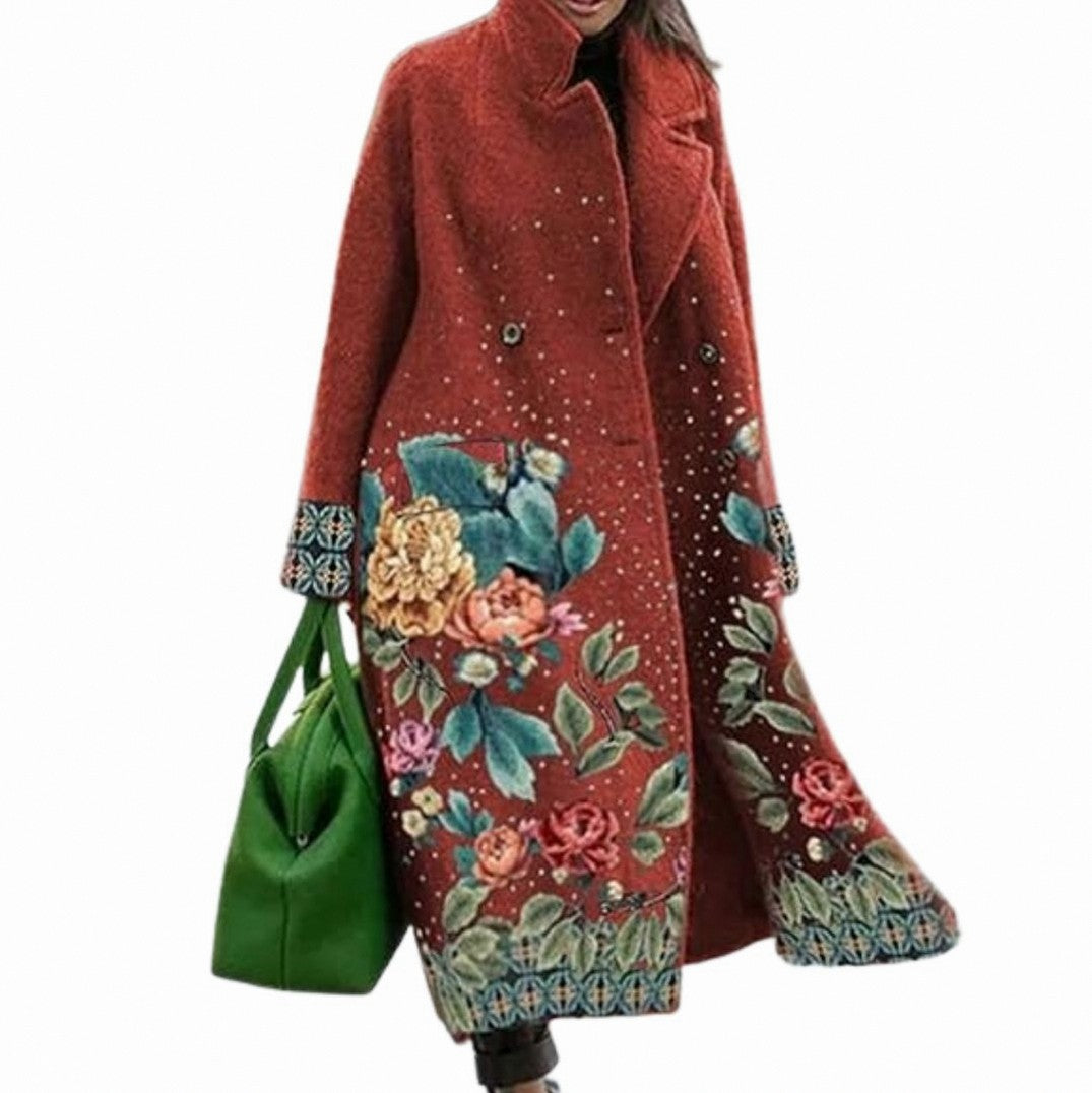 Plaid Notched Lapel Oversized Midi Coat