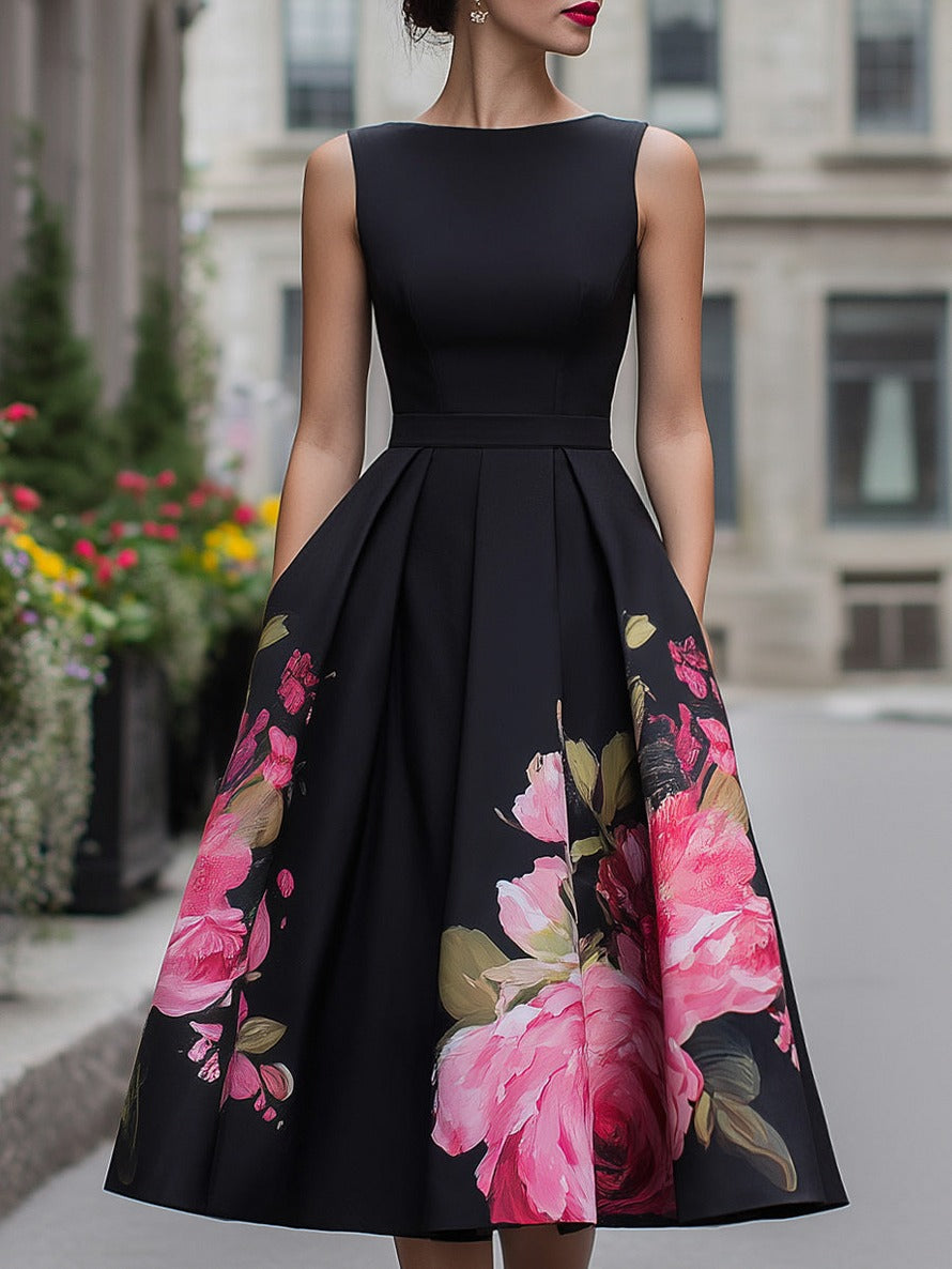 Pleated A-Line Midi Dress