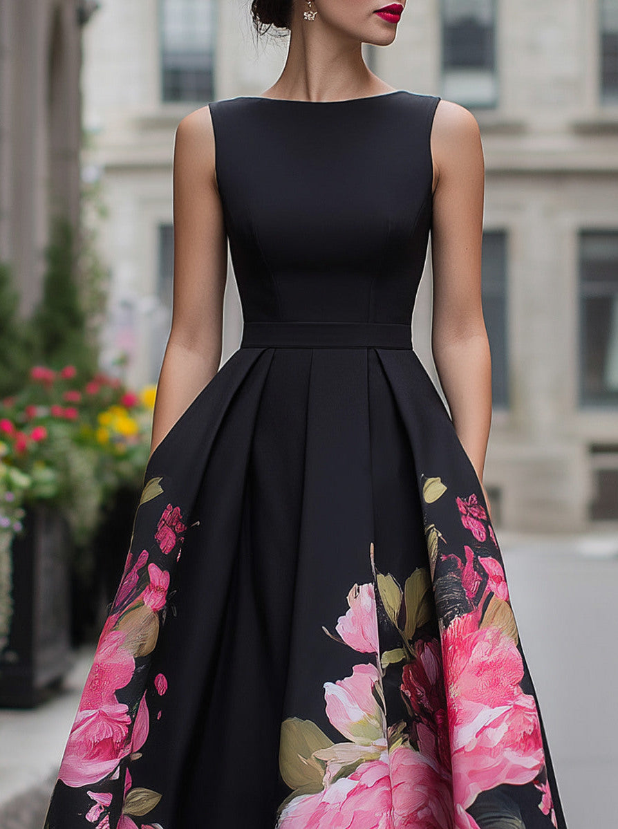 Pleated A-Line Midi Dress