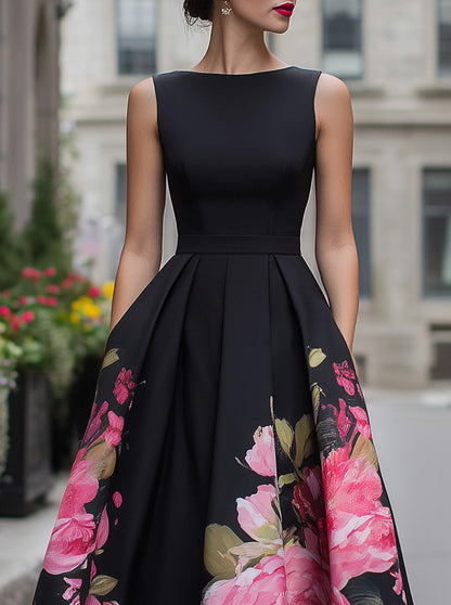 Pleated A-Line Midi Dress