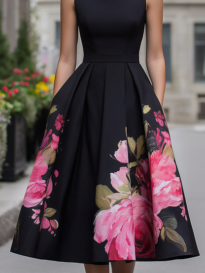 Pleated A-Line Midi Dress