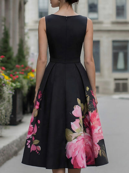 Pleated A-Line Midi Dress