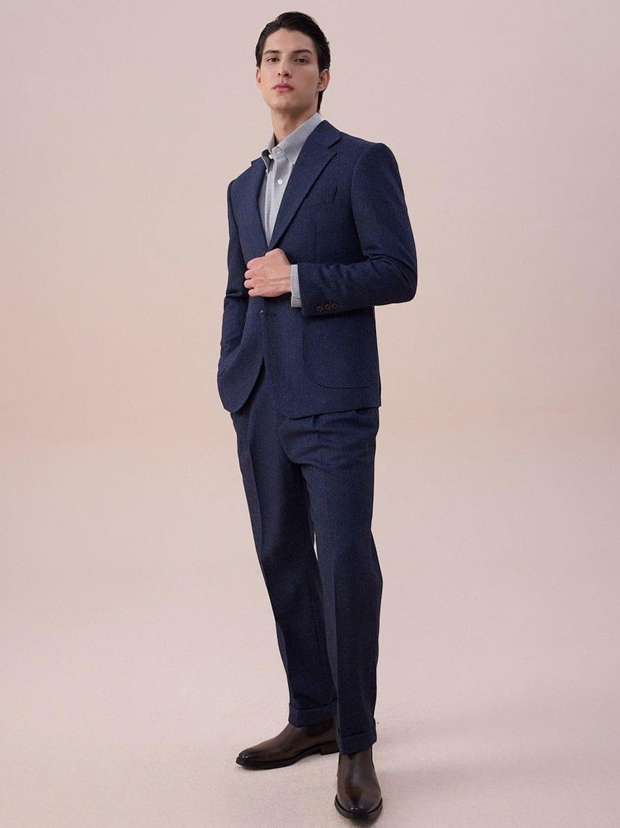 Double Pleated Herringbone Dress Pants