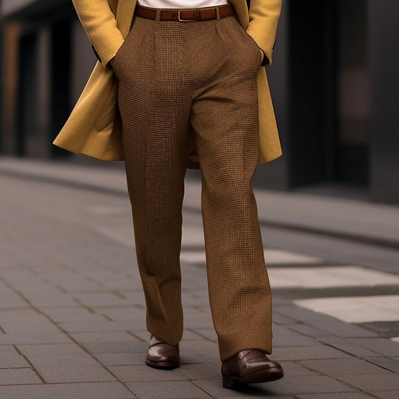 Tailored Straight Leg Pleated Pants