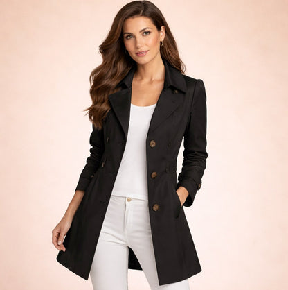 Poplin Long Sleeve Button Front Trench Coat