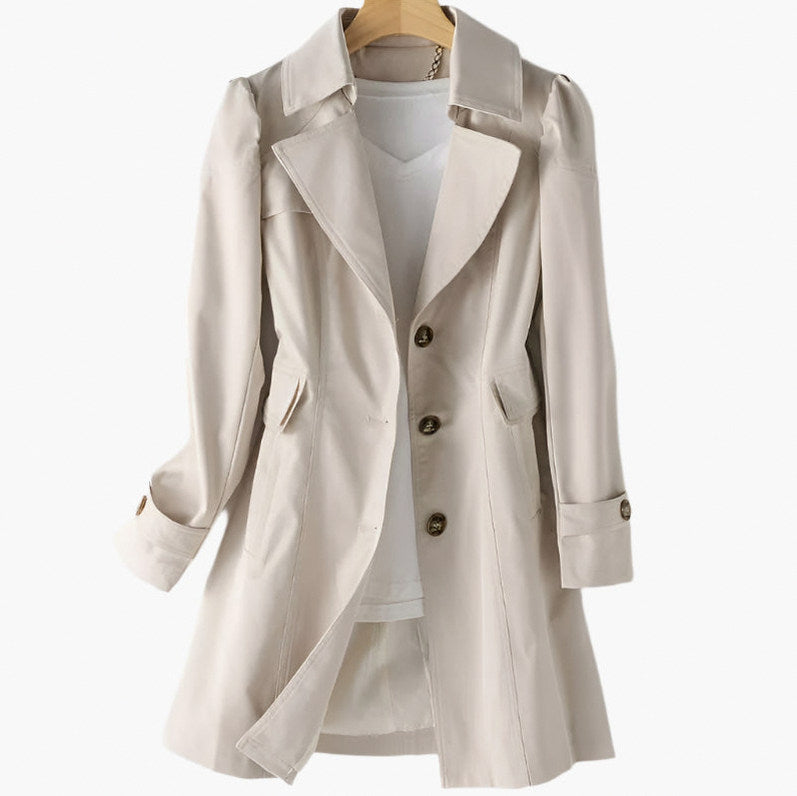 Poplin Long Sleeve Button Front Trench Coat