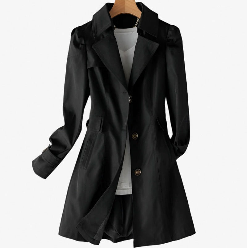 Poplin Long Sleeve Button Front Trench Coat