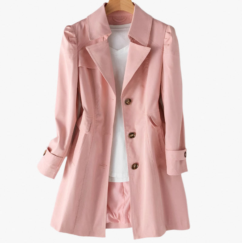 Poplin Long Sleeve Button Front Trench Coat