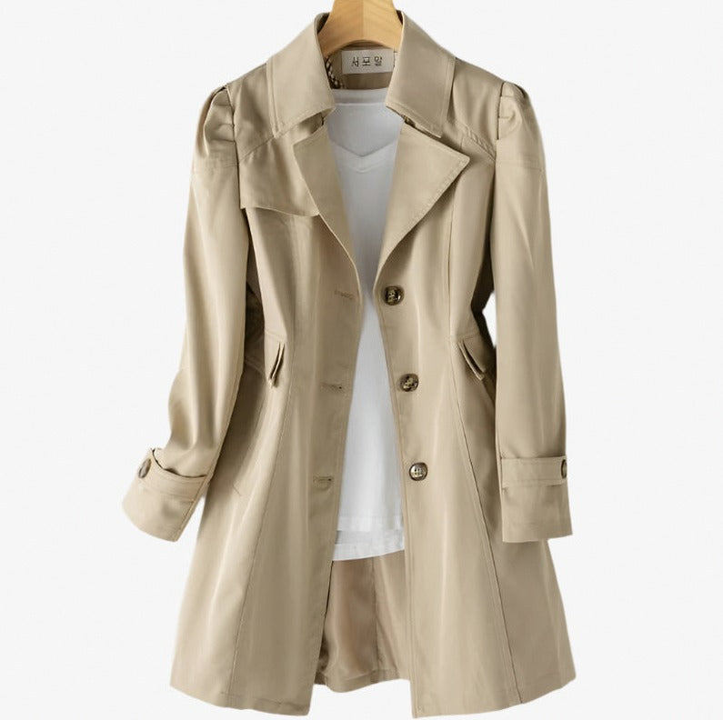 Poplin Long Sleeve Button Front Trench Coat