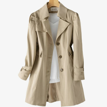 Poplin Long Sleeve Button Front Trench Coat