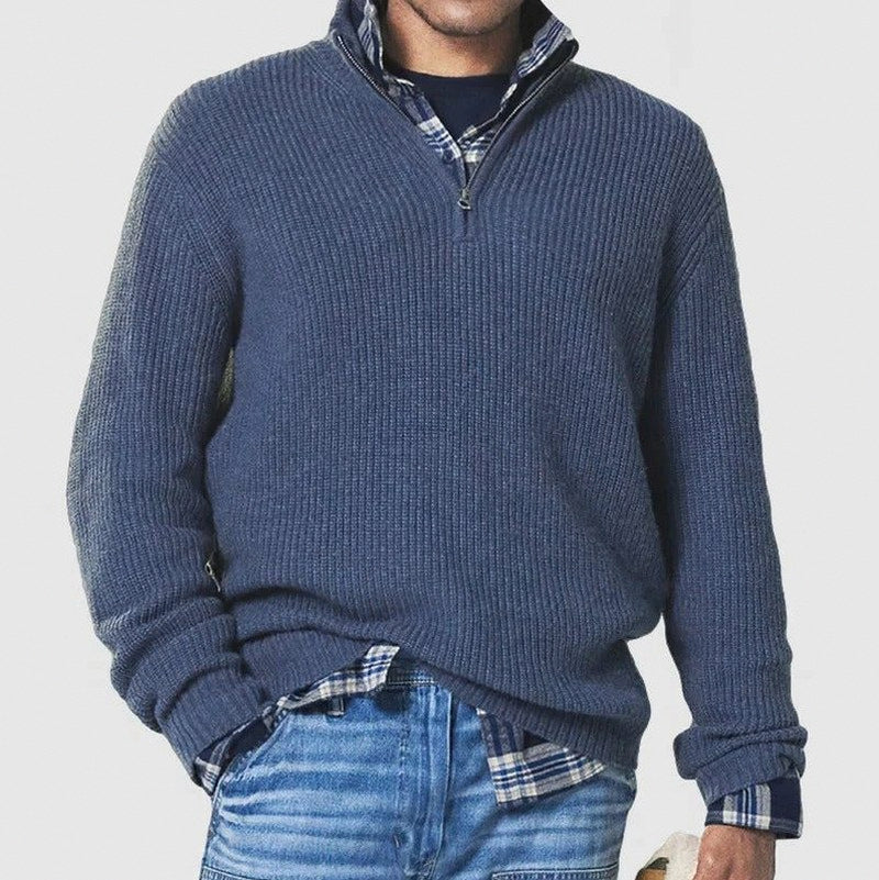 Regular Fit Half Zip Knit Sweater