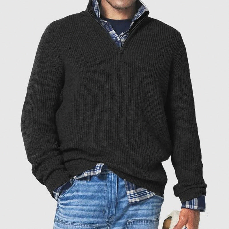 Regular Fit Half Zip Knit Sweater