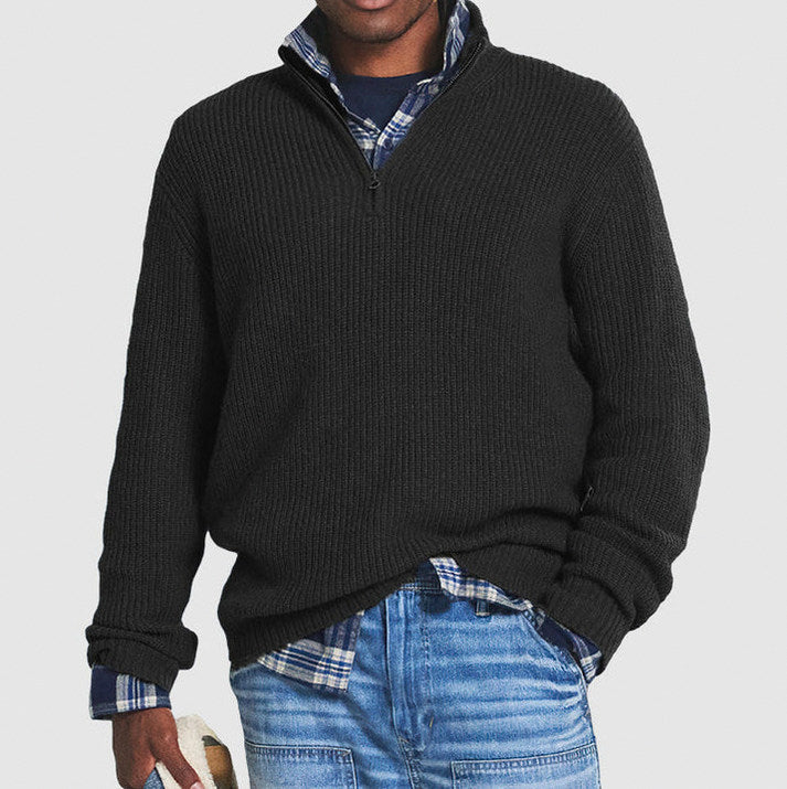 Regular Fit Ribbed Half Zip Sweater