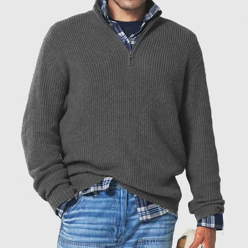 Regular Fit Half Zip Knit Sweater