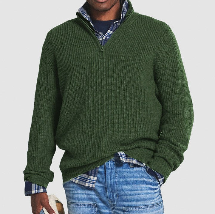 Regular Fit Ribbed Half Zip Sweater