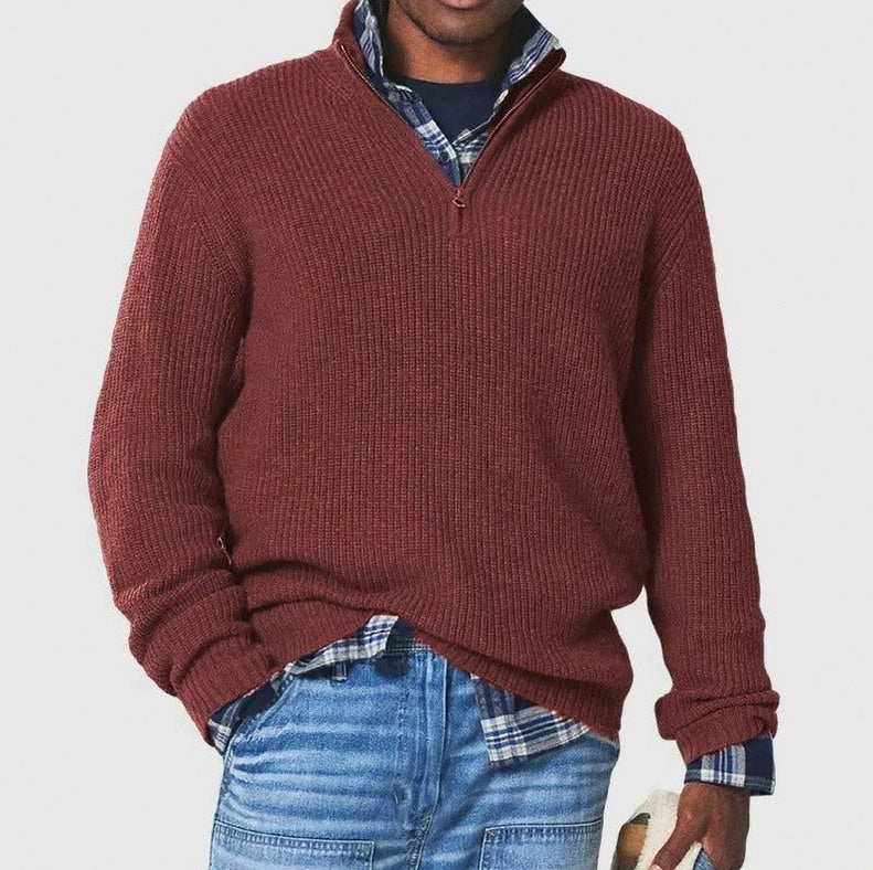 Regular Fit Half Zip Knit Sweater