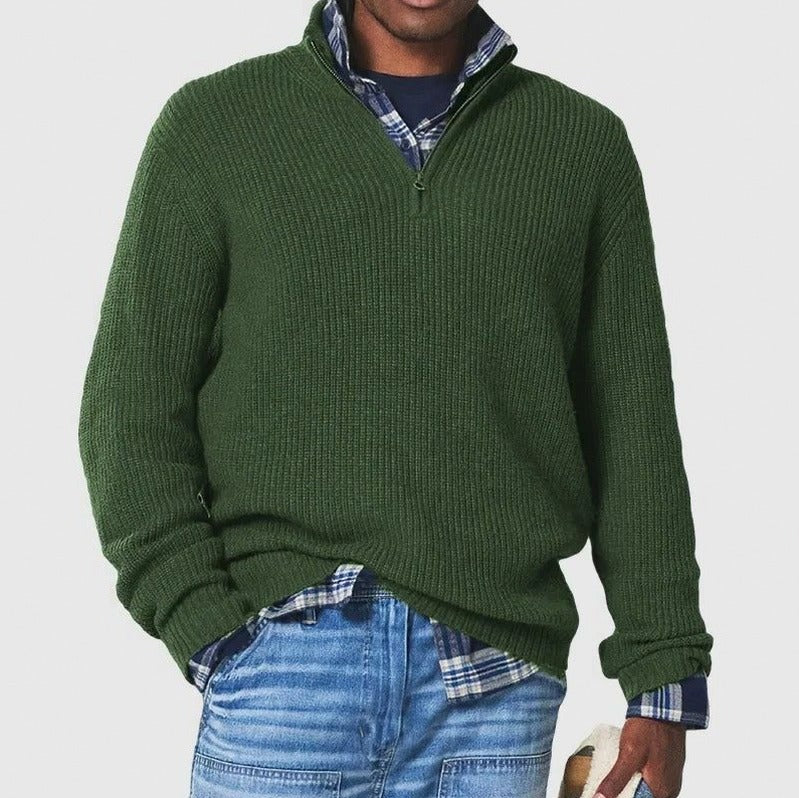 Regular Fit Half Zip Knit Sweater