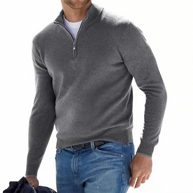 Regular Fit Fine Knit Half Zip Sweater